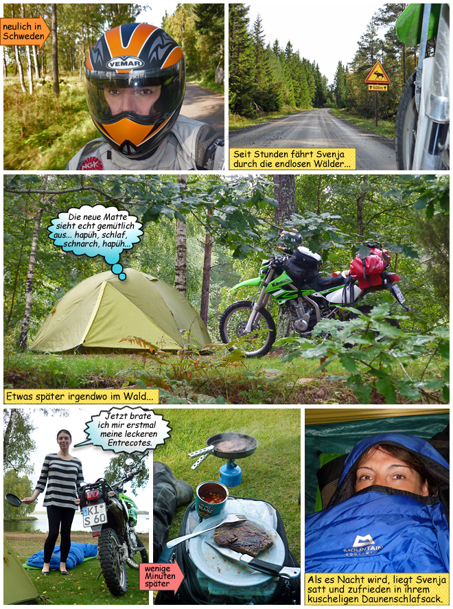 Endurowandern Motorradreisen mit Zelt und Schlafsack mit Svenja Svendura
