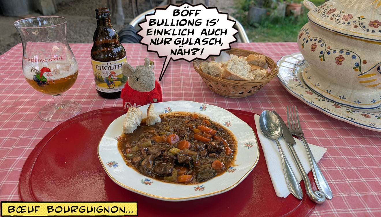 Ein Teller mit Bœuf bourguignon